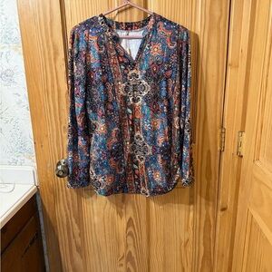 Paisley Print Long Sleeve Blouse